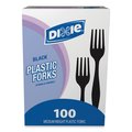 Dixie Plastic Cutlery, Heavy Mediumweight Forks, Black, 100PK FM507